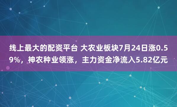 线上最大的配资平台 大农业板块7月24日涨0.59%，神农种业领涨，主力资金净流入5.82亿元